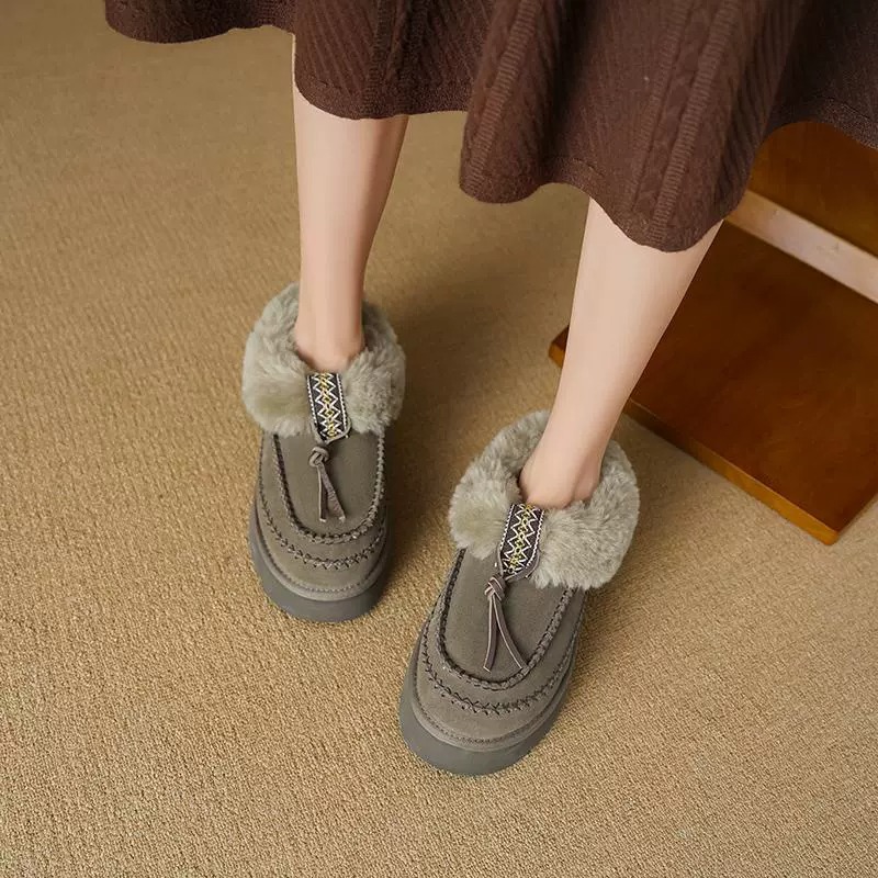 Women Boots Winter Fur Snow Boots Thick Sole Plush Warm Short Boots Versatile Triple Brown Khaki Free shipping