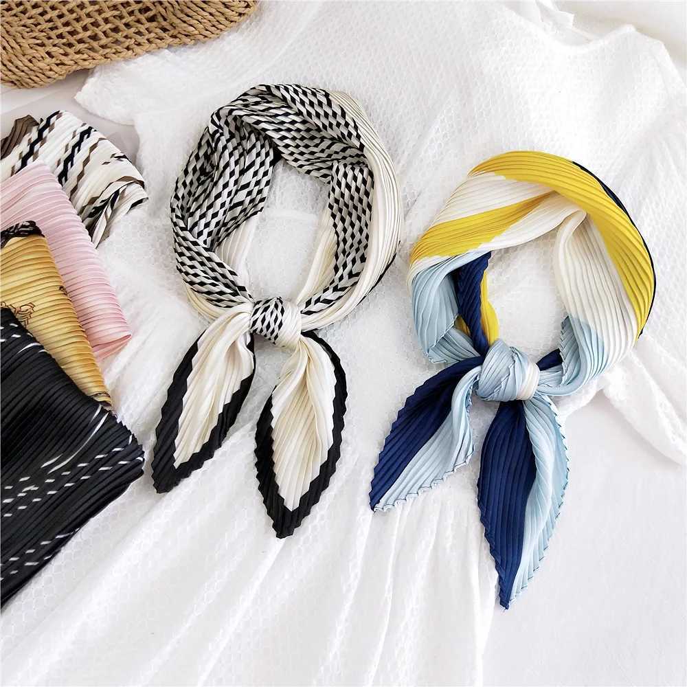 Silk scarves for women luxury women small headscarves wholesale silk scarves pleated chiffon headscarves satin headscarves W250107