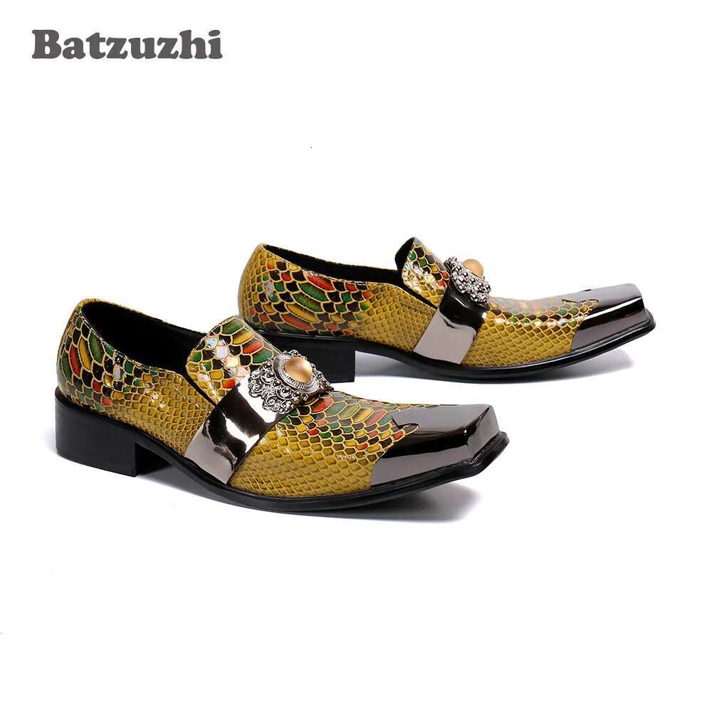 Batzuzhi High Quality Men's Handmade Italian Style Dress Men Gold Formal Business Leather Shoes Male