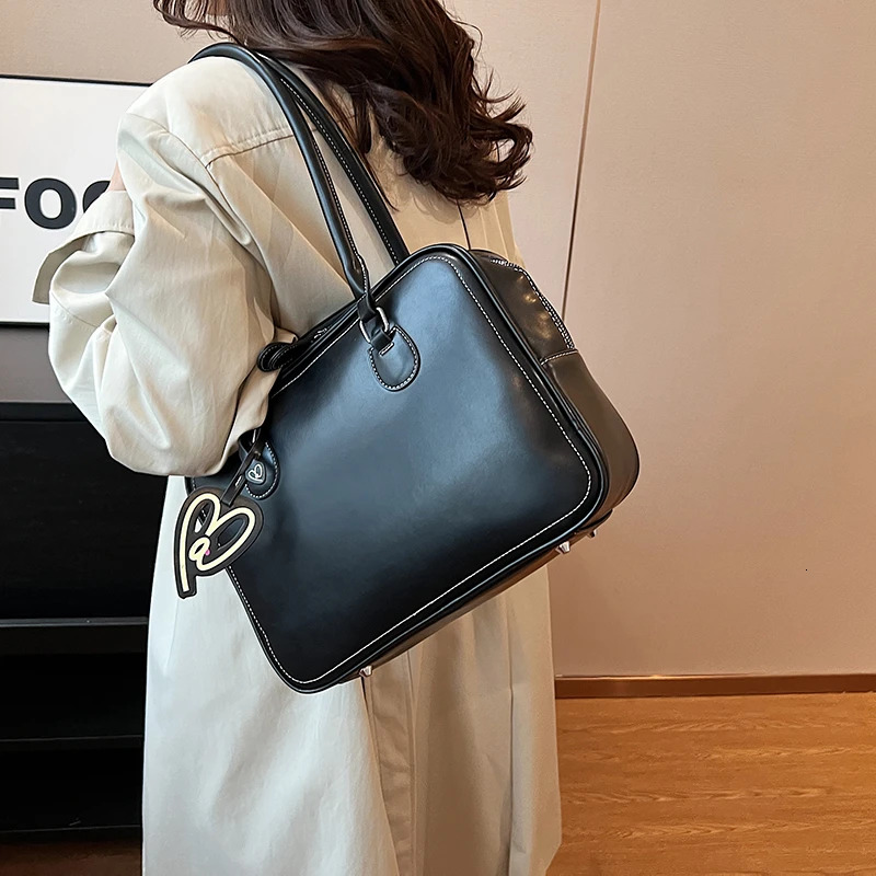 Ddmymoon Design Small PU Leather Tote for Women 2024 Y2K Retro Fashion Solid Color Underarm Shoulder Bag Handbags