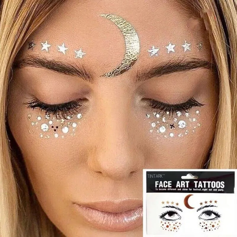 Freckles Stickers Tattoo on Face Festival Accessories Glitter Bright Art Sticker Jewels Gemsface Decoration 241230
