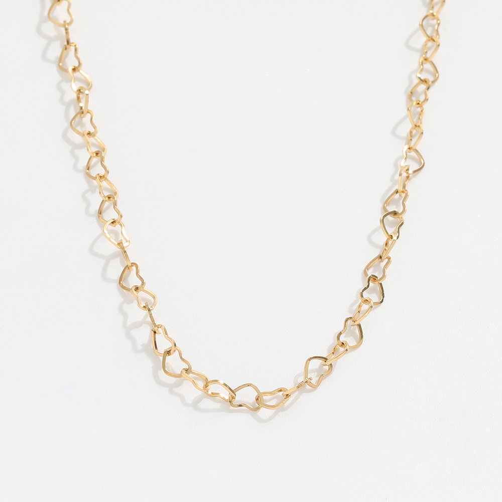 Designer Jewellery Chains 18K Gold Plated Hollow Heart Tennis High Quality Choker Necklace for Daily Wear Gift Textured Dainty Stainless Steel Accesso