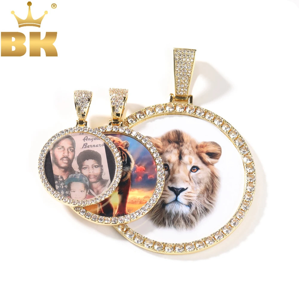 TBTK Oversize Large Round Custom Po Pendant Necklace Engrave Name Iced Out CZ Hiphop Jewelry Memory Gifts 250107