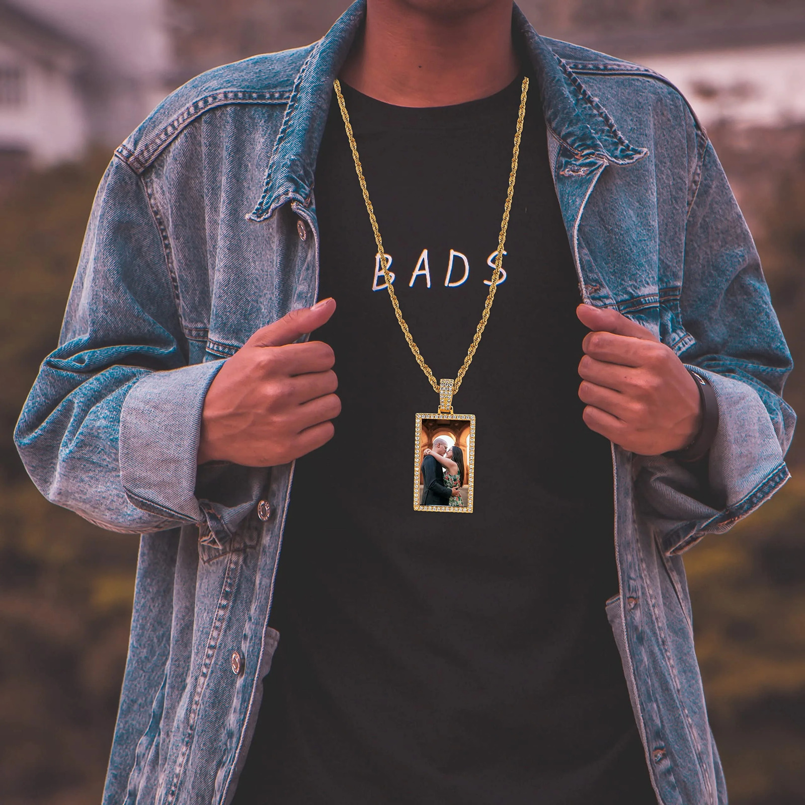 Hip Hop Jewelry Rectangle Picture Pendant for Men Women Po Necklace Custom Jewelry Valentines Day Gifts 250107