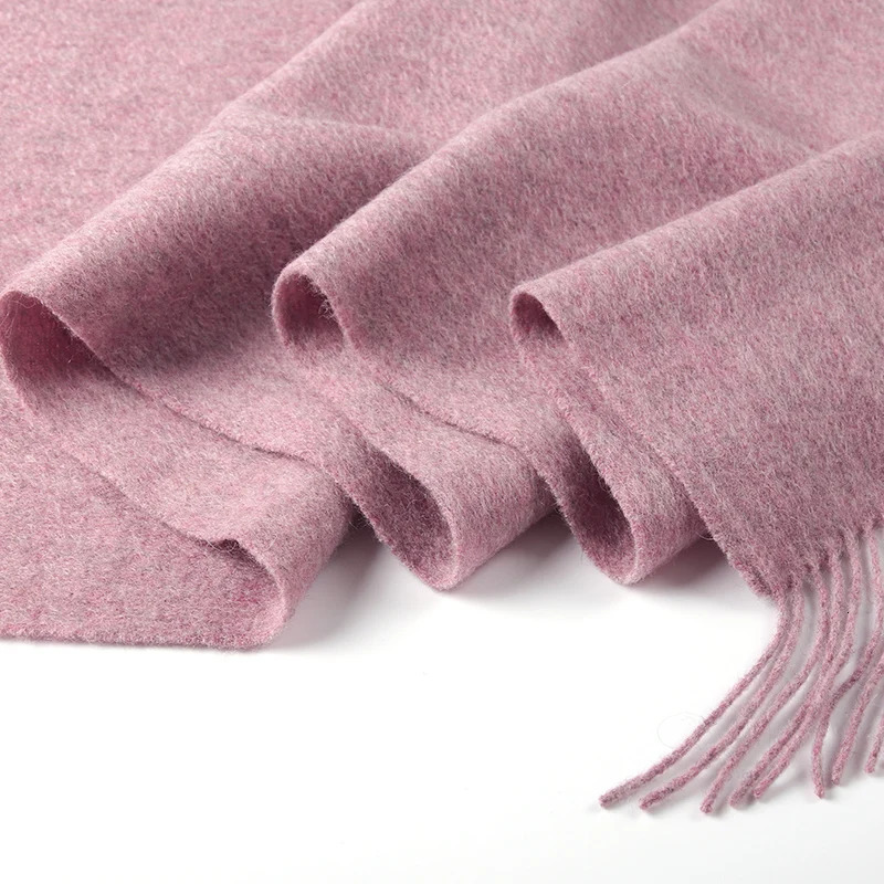 LONGMING 100% Merino Wool Knitted Shawl Women Autumn Fashion Classic Plaid Solid Scarf Winter Warm Knottable Muffler for Man 250106