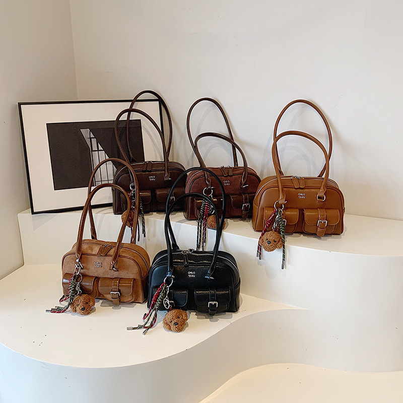 Single Shoulder Bag For Women - Vintage Solid Color Casual Tote, Brown Leather, Free Shipping New Free Delivery Designer Bag