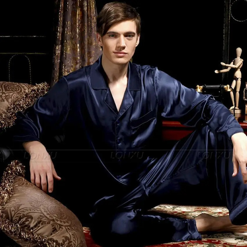 Mens Silk Satin Pajamas Set Pyjamas Sleepwear Loungewear S4XL 250103