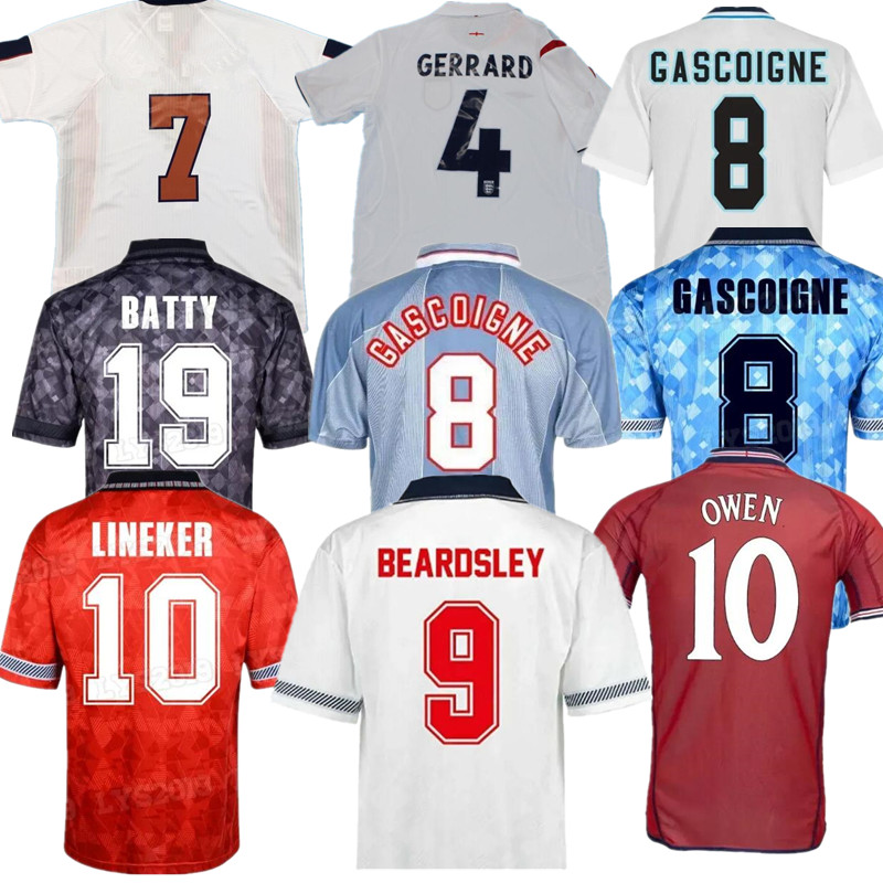 GASCOIGNE SOUTHGATE eNGLanD Retro Soccer Jerseys 1990 96 Euro SHEARER OWEN 98 Kids Vintage shirts ROONEY GERRARD LAMPARD 2000 02 04 2006 Classic Football Kit