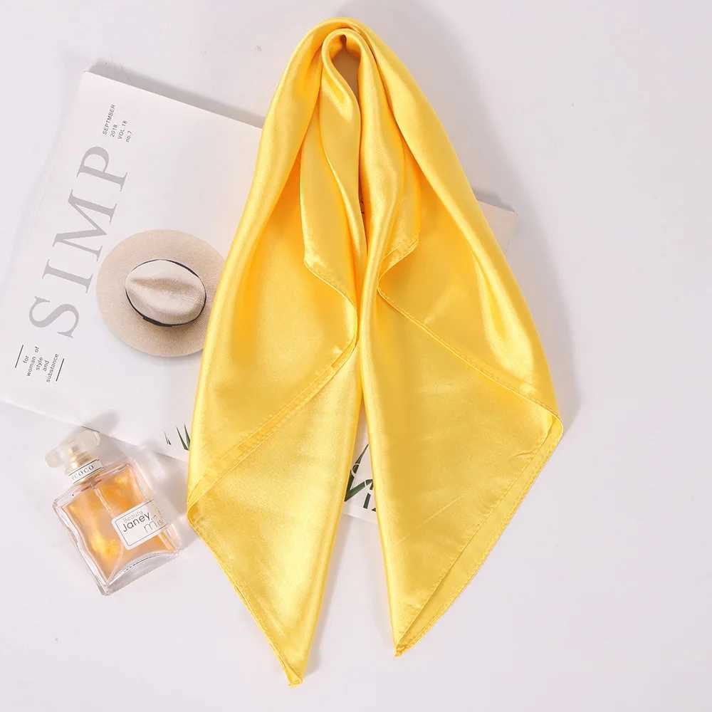 Fashion solid color small silk square scarf 60 * 60cm headband hair clip womens headband satin scarf W250107