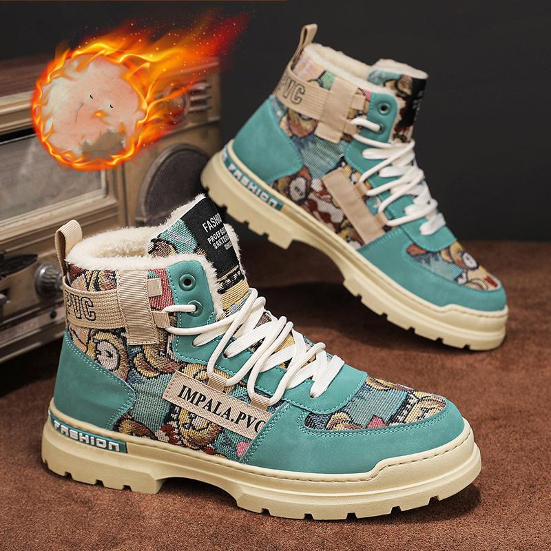 boots men 2023 New Slippers Warm Shoes Waterproof Non-Slip Plush Male tenis shoes Boots Men Sneakers Winter c12f