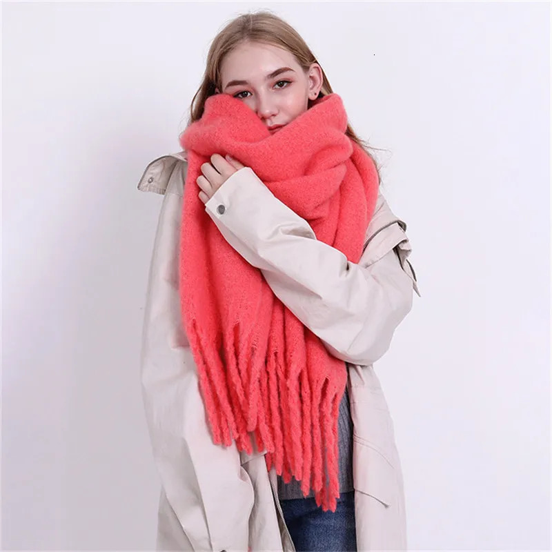 Womens Winter Scarf Ladies Soild Color Cashmere Warm Shawls and Wraps Long Tassels Pashmina Blanket Scarves 250106