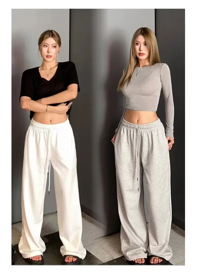 Y2K Wide Leg Pants Women Casual Sports Sweatpants Oversized Jogging Wide Leg White Pants Jogger Hip Hop Sports Pants 250106