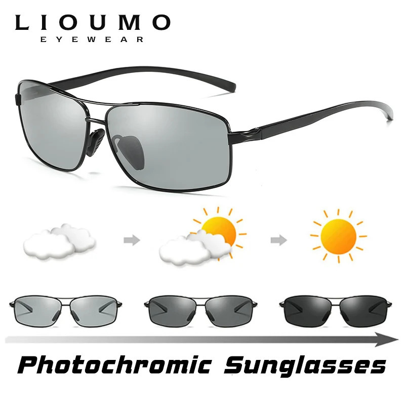 LIOUMO Top Pochromic Sunglasses Men Women Polarized Chameleon Driving Goggles Anti- Sun zonnebril heren 250106