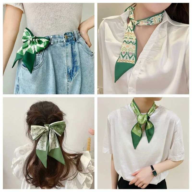Womens Narrow and Thin Scarf Long Thread Scarf Womens Handbag Ribbon Multi functional Decorative Collar Headband W250107