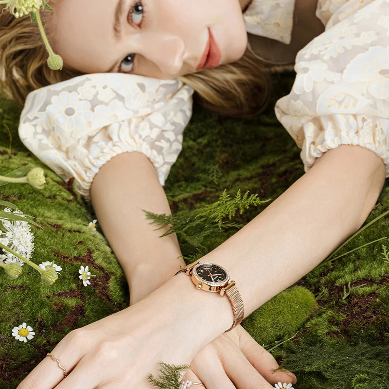 Mark Fairwhale Women Rose Gold Watch Fashion Ladies Quartz Diamond Wristwatch Elegant Female Watches 241228