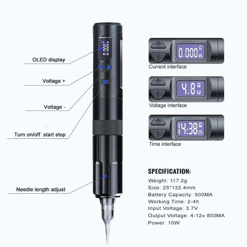 Professional K6003 hine 3.5mm Stroke Wired Wireless Dual Mode Tattoo Pen Hollow Cup Motor for Permanent Makeup