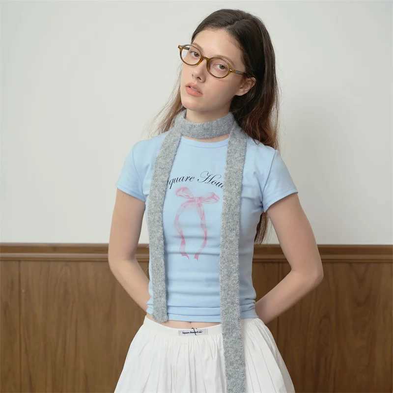 Korean Knitted Extra Long Scarf Wool Solid Womens Scarf Spring/Summer Y2K Personalized Decoration Scarf Neck W250107