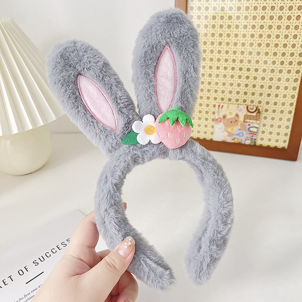 Wash face anti slip headband cute couple style compression headband cartoon teddy bear bunny plush headband hair tie hair clip