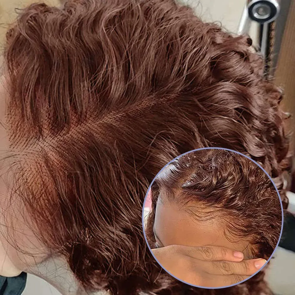 Brazilian Kinky Curly Hair Wig Preplucked Hairline Glueless Loose Deep Wave Hair 13x4 Lace Frontal Simulation Human Hair Wig 36 Inch Wet And Wavy Long