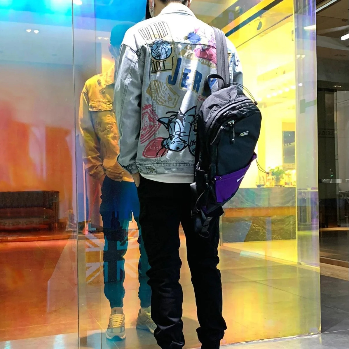 Denim Jacket Men Slimming Versatile Trendy Streetwear Top Cloth Material Regular Length Outerwear For Spring Autumn