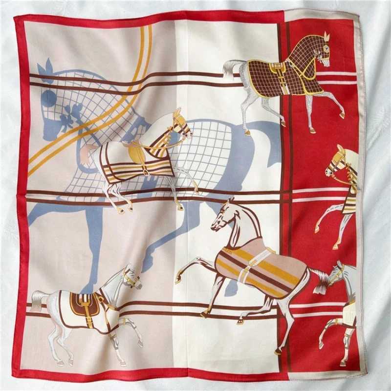 Horse Print Square Silk Scarf Womens Headscarf Poncho Womens Shawl Headscarf Elegant Founder 2023 New Headscarf W250107