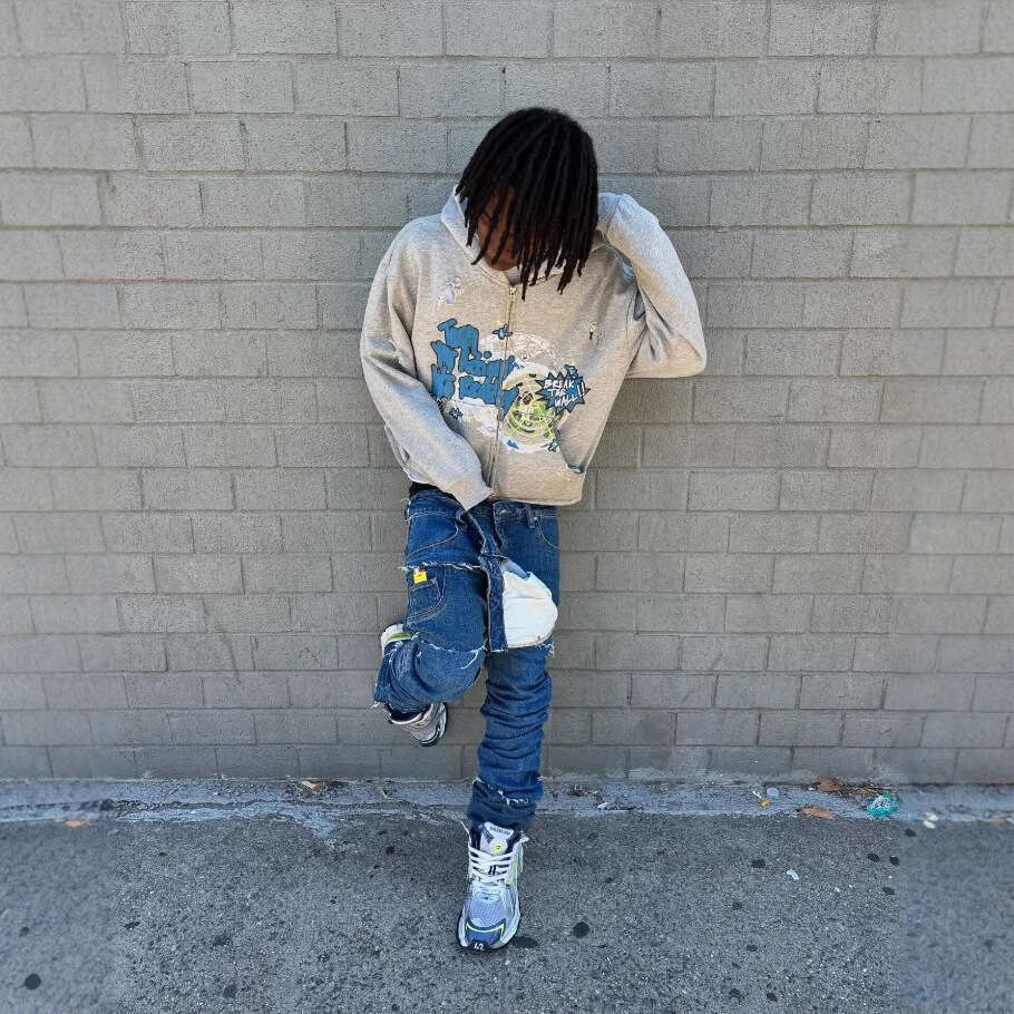 Fashion New Hooded Cardigan Printed Alphabet Trendy Hoodie for Men and Women