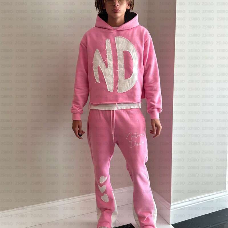 New Fashionable Loose Embroidered Letter Set Hoodie Men's and Women's Hooded Top