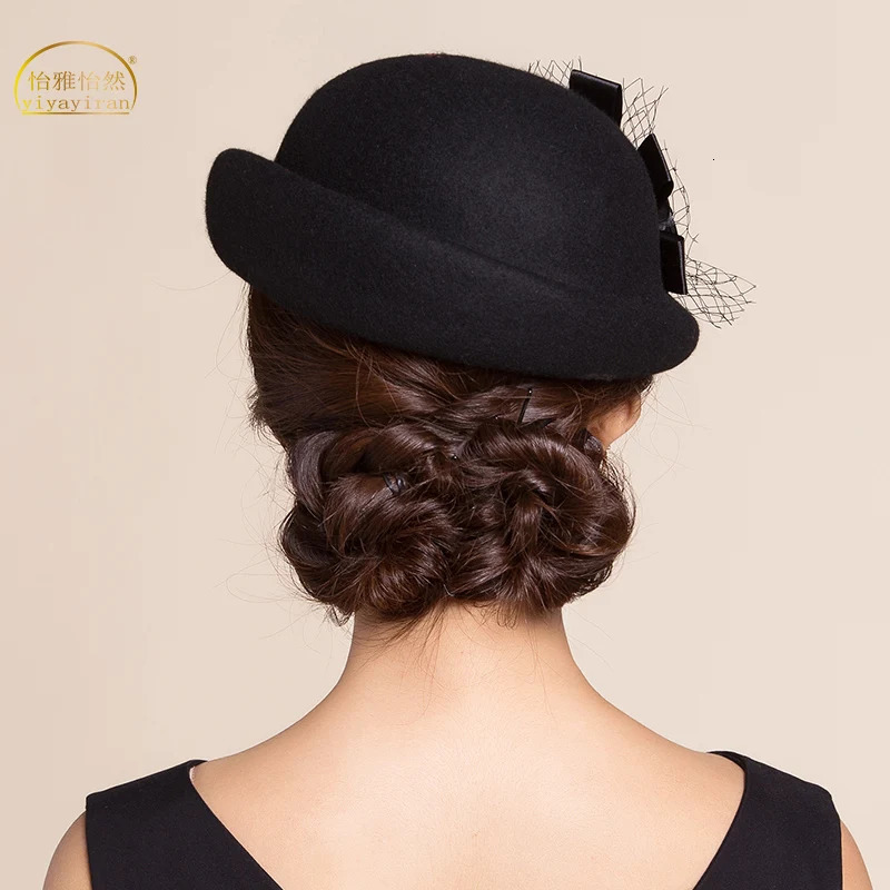 Lady Fedoras Wool Hat Girls Flowers Dome Woolen Cap Female Basin Cap Fisherman Cute Casual Woolen Hat Adjustable B-8728 250106