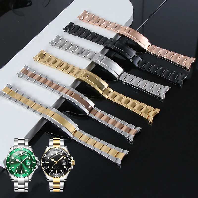 Watch Bands 20mm strap for precision NH35 submarine case 904L stainless steel strap with rubber buckle for silver oyster bracelet J250106