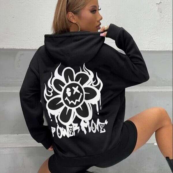 New trend long sleeved top, American anime printed cardigan, hooded hoodie for girls, street trendsetter