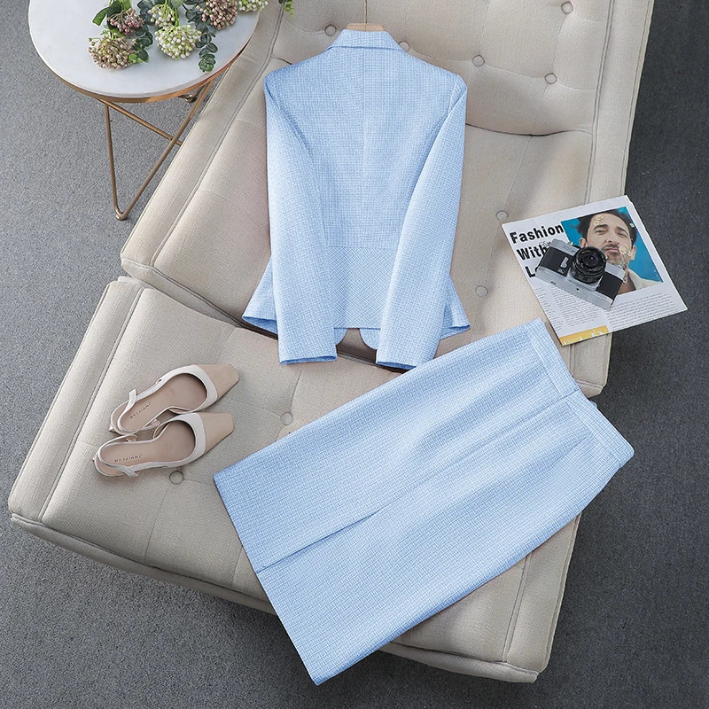 ZJYT Office Lady One Button Blazer Skirt Sets Womens Suit Elegant Conjuntos Para Mujeres 2 Piezas Work Outfit White 2025 Spring 250106