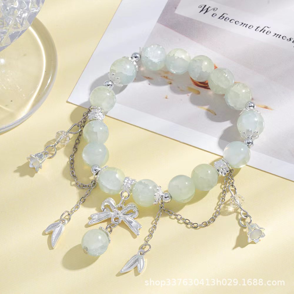 Small fresh color gradient bracelet glass bow bracelet niche design scenic spot live explosions stall jewelry wholesale Handstring