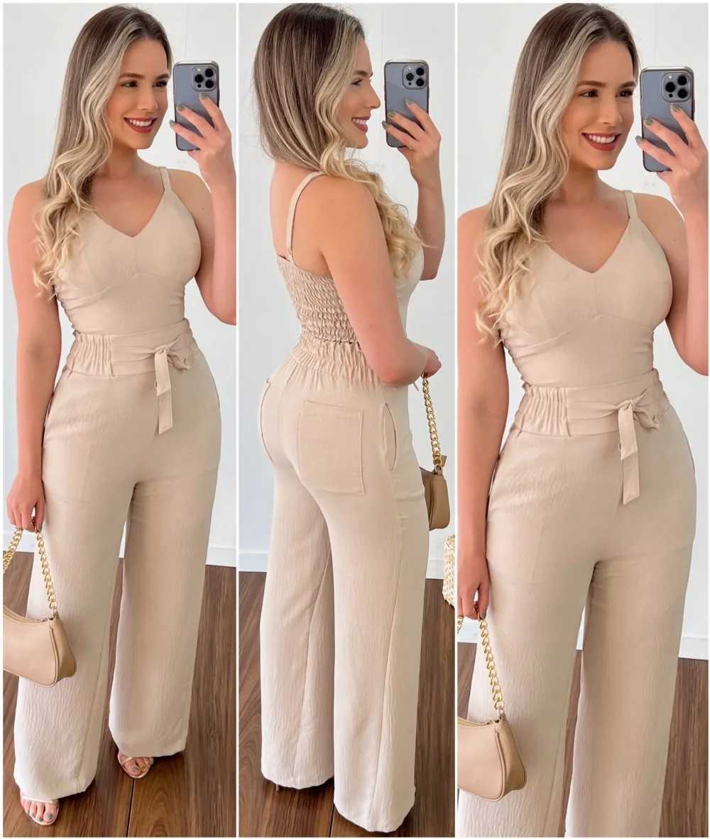 Ele Womens Tank Top+Pants 2 Piece Sets Summer Sexy High Waist Straight Leg Pants Fe Casual Suit XJ250106