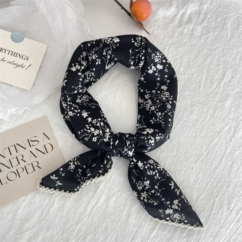 Flower printed handkerchief small headscarf cotton head scarf womens square headscarf W250107