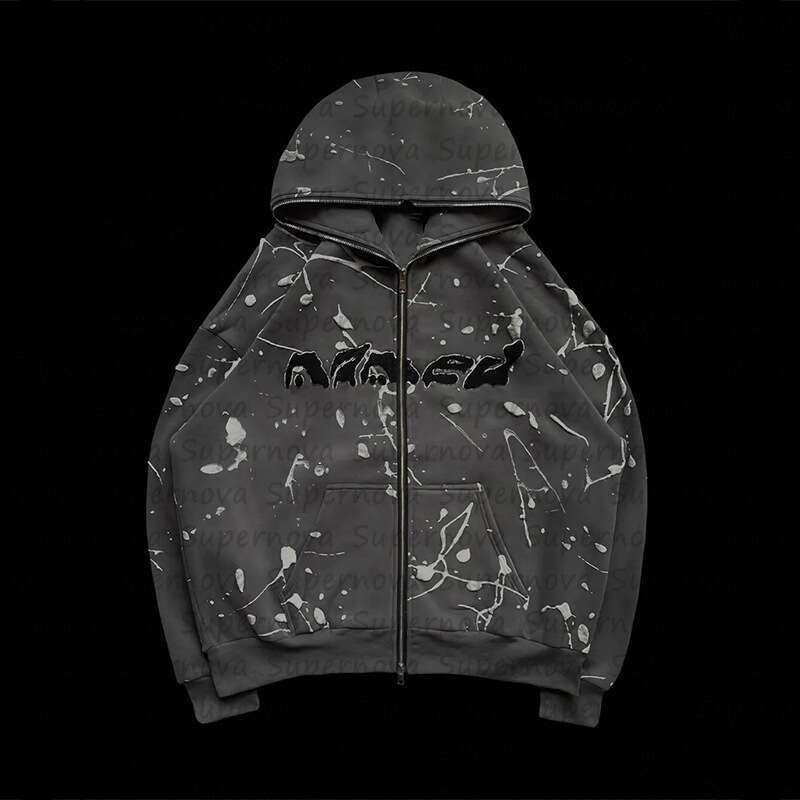 casual top Y2K hip-hop outfit street men's and women's pullovers trendy letter printed loose hoodie