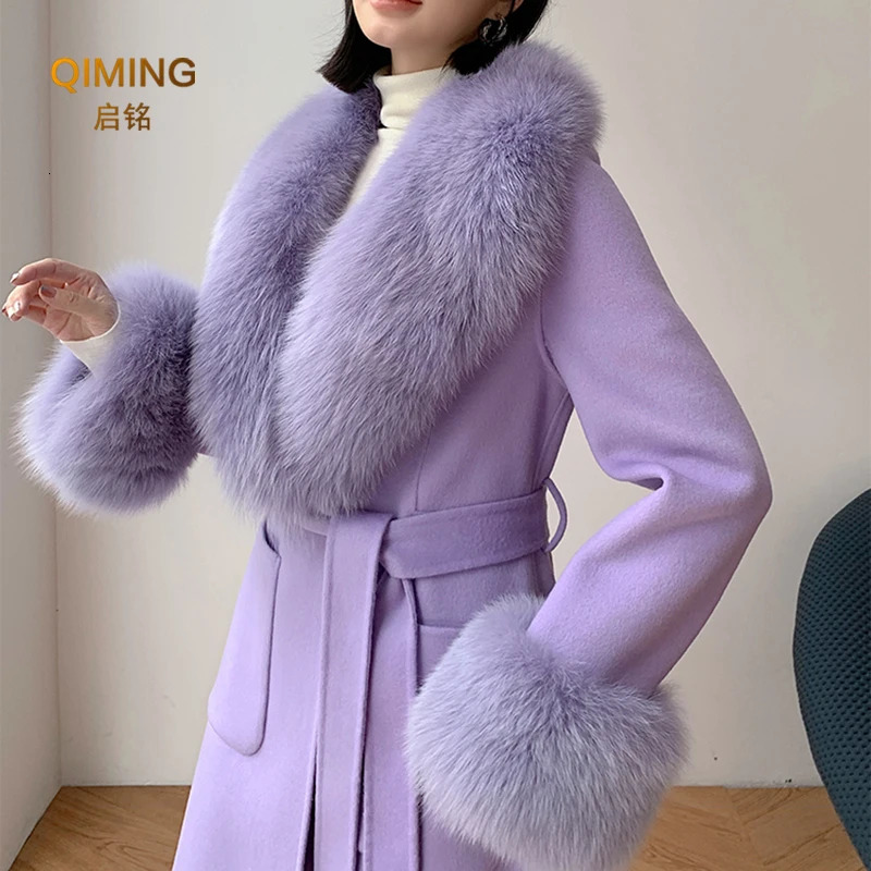 Winter Real Fox Fur Collar Women Large Fur Scarf Suit Fluffy Fur Shawl Fur Cuff Set Furry Wraps Scarves Coat Jacket Adorn 250106