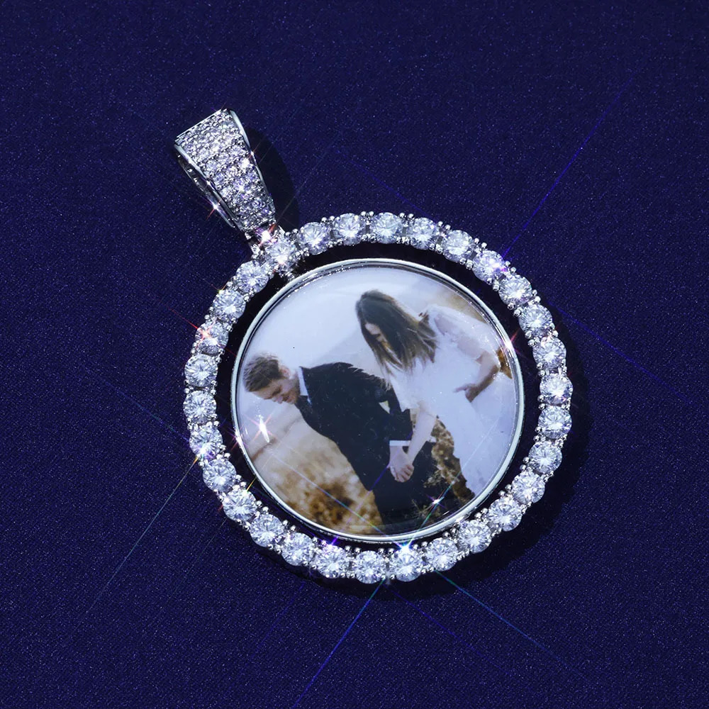 Customized Picture Pendant Necklaces Hip Hop Jewelry Personalized Circle Chain Memory Po Medal Pendant Christmas Gifts 250107