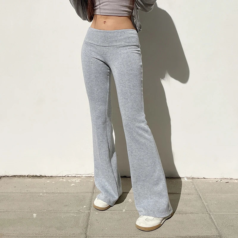 Low Waist Fashion Hip Hop Casual Tight Stretch Flare Pants Sweatpants Women 250106
