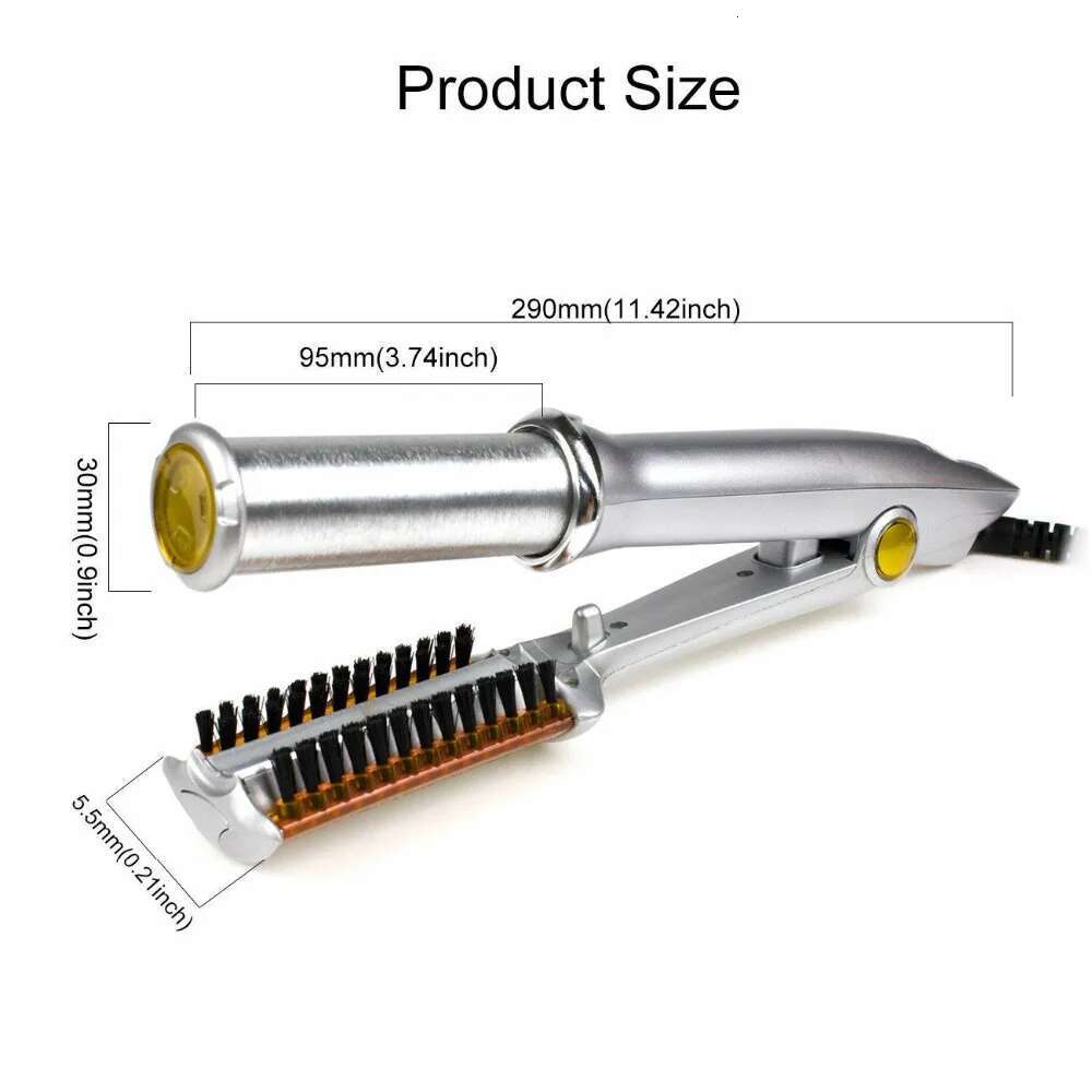 Curg Max 2-Way Rotating 2 In 1 Curler Straightener Brush Smoothing Hair Iron Electric Hairbrush