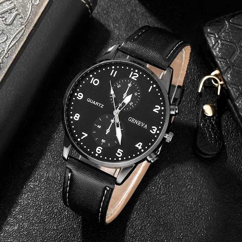 4PCS Set Fashion Mens Sports Watches Man Business Quartz Wristwatch Luxury Vintage Leather Belt Bracelet Men Casual Clock WatchX250107
