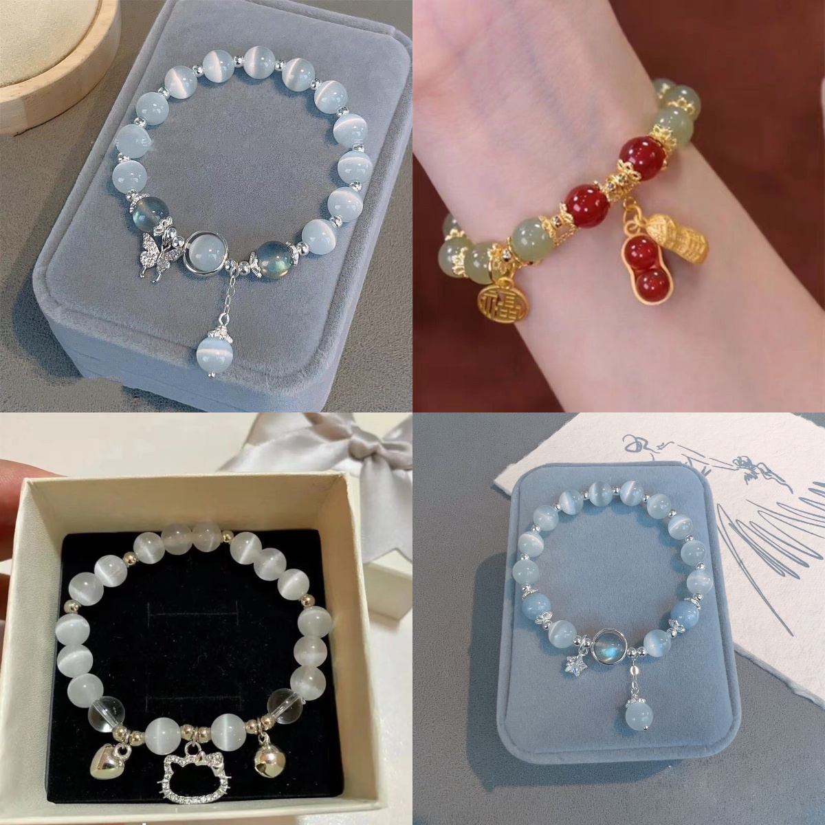 Opal-proof crystal female niche design bracelet diy stone daylight gathering Jinsha high-quality exquisite blessing pendant