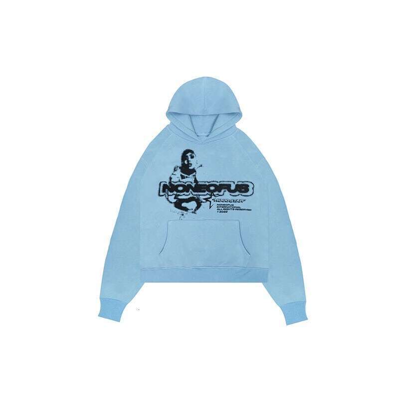 Trendy Brand Fashion Street Y2K Printed Hoodie Hip Hop Two Piece Set