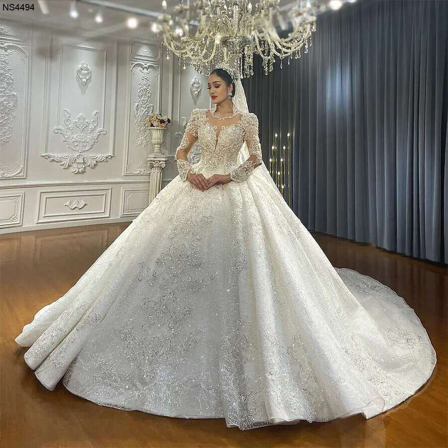 Princess Wedding Dress With Beading Lace Ball Gown Style