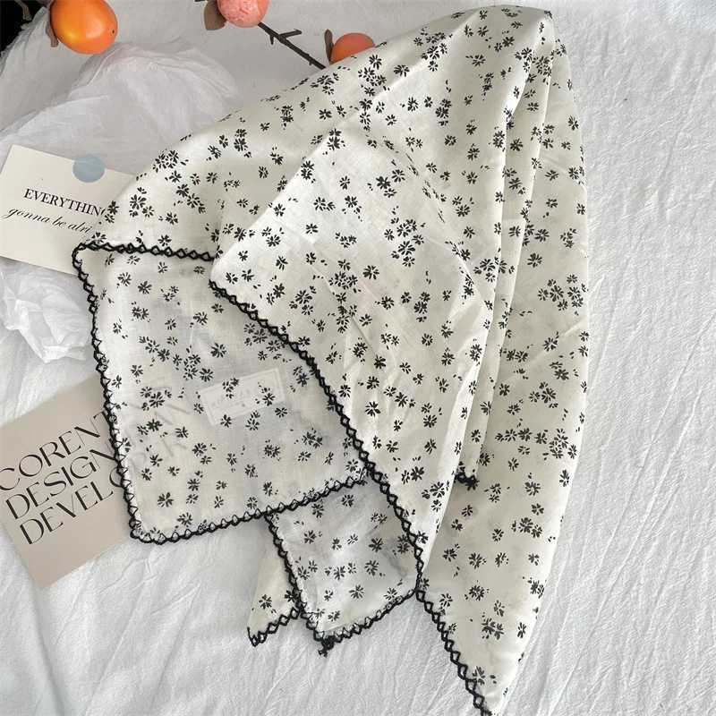 Flower printed handkerchief small headscarf cotton head scarf womens square headscarf W250107