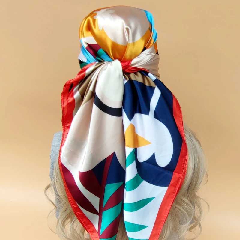 Womens Design Square Headscarf Four Seasons Popular Scarf New Sunset Silk Headscarf Fashion 90X90CM Beach Shawl W250107