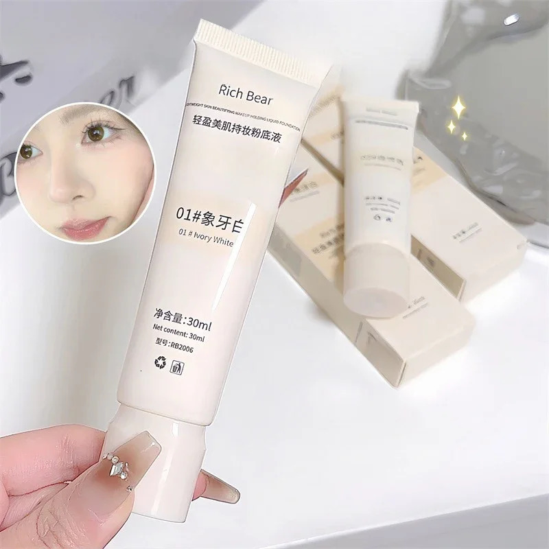 Moisturizing Liquid Foundation Ivory White Natural Color BB Cream Waterproof Lasting Base Concealer Lightweight NonSticky Makeup 241230