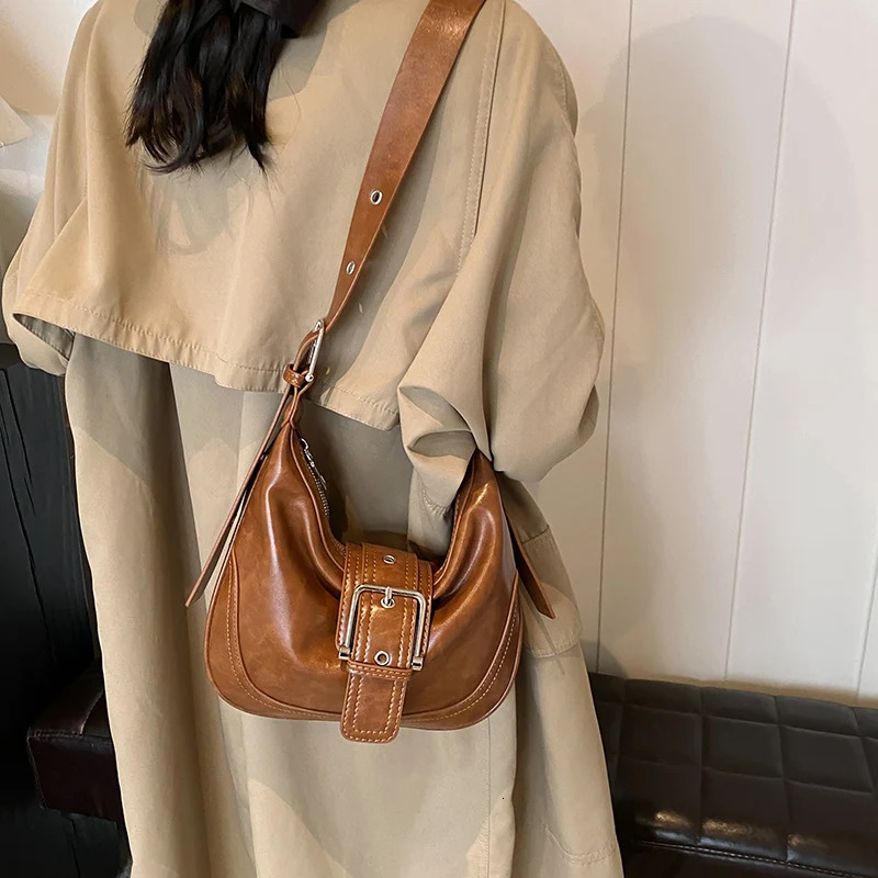 Ddmymarket 2024 Winter Belt Design Y2K Retro Small PU Leather Crossbody Women Fashion Handbags New Trend Shoulder Bag