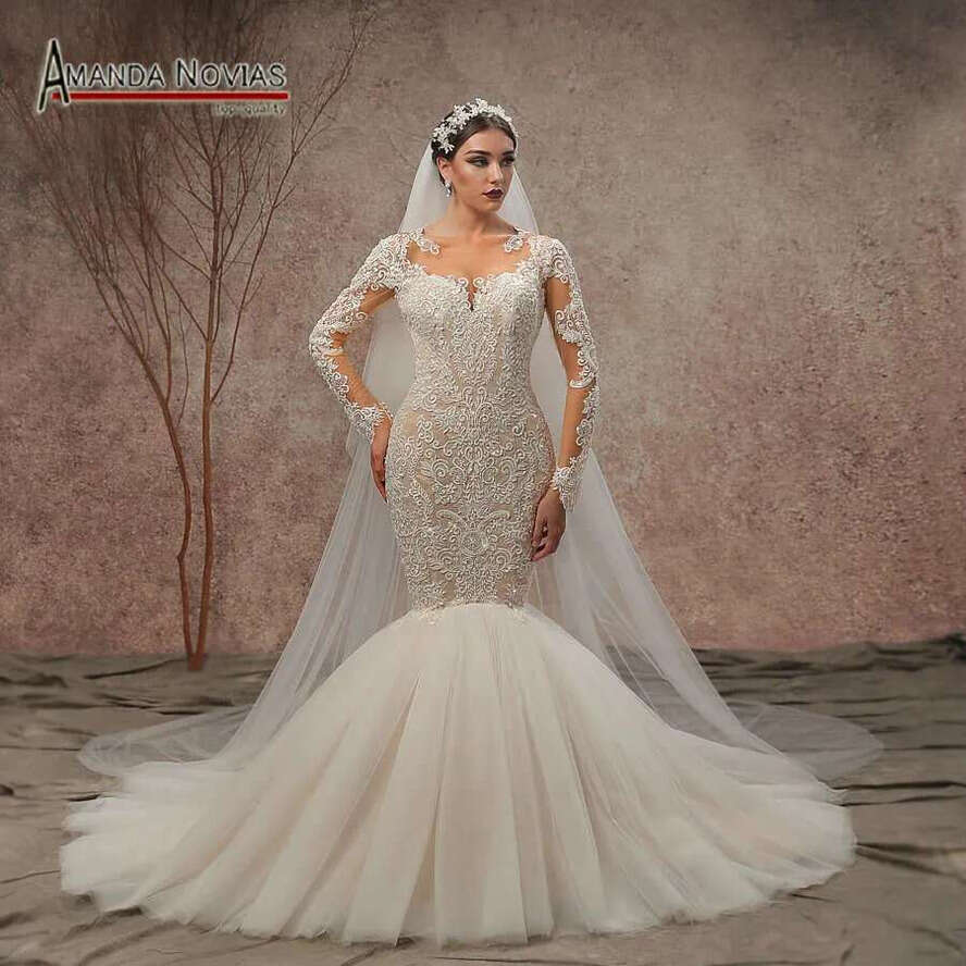 New Design Long Sleeve Lace Mermaid Weddding Dresses