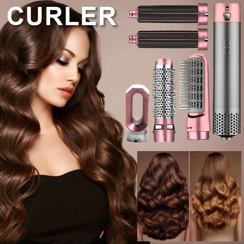 5In 1 Curler High-Speed 1000W Electric Hair Dryer Negative Lonic Detachable Styler Hot Air Brush For Straightening Curg