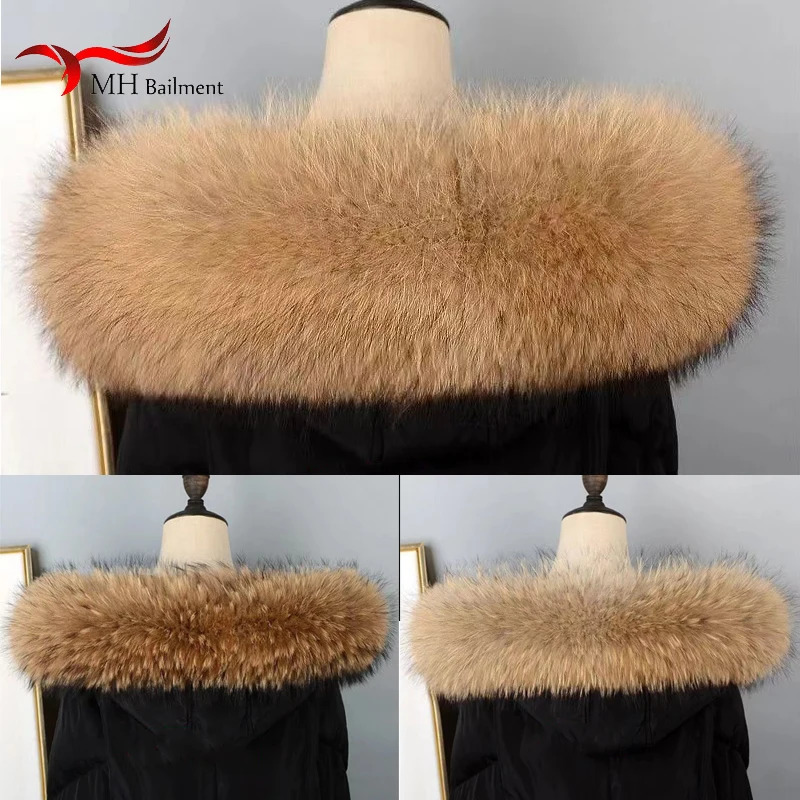 Real Raccoon Fur Collar Womens Winter Natural Fur Scarf Men Jackets Warm Scarves High Quality Detachable Fur Shawl 250106